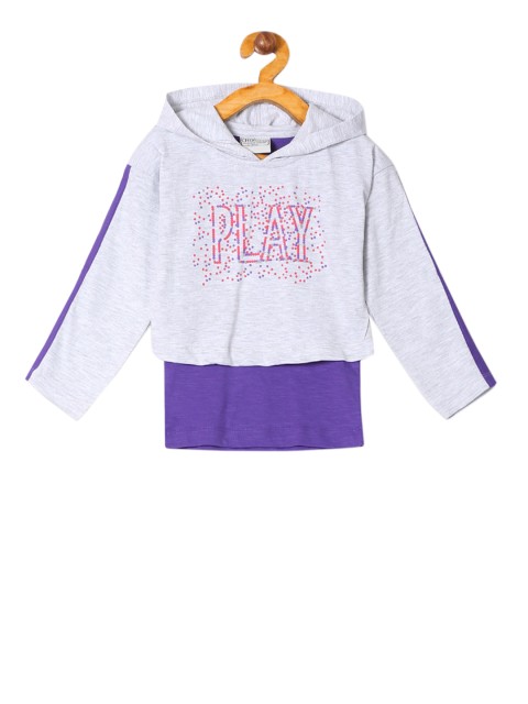 

Cherokee Girls Grey & Purple Colourblocked Twofer Top