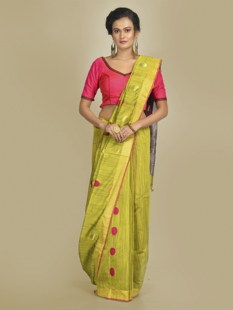 

Mitera Green & Pink Cotton Blend Printed Handloom Saree