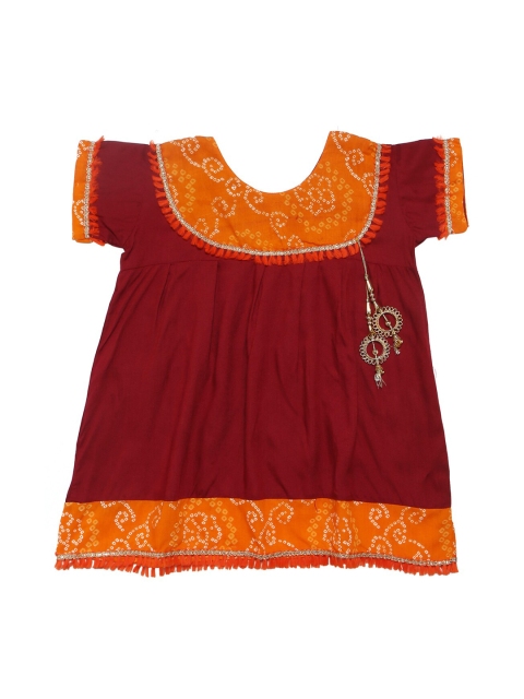 

Chipbeys Girls Maroon Printed A-Line Dress