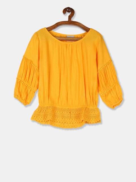 

Cherokee Girls Yellow Self Design Blouson Top