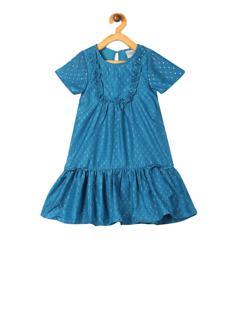 

Cherokee Girls Blue Self Design Drop Waist Dress