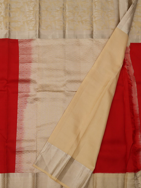 

Pothys Red & Beige Vasundhara Pattu Pure Silk Solid Saree