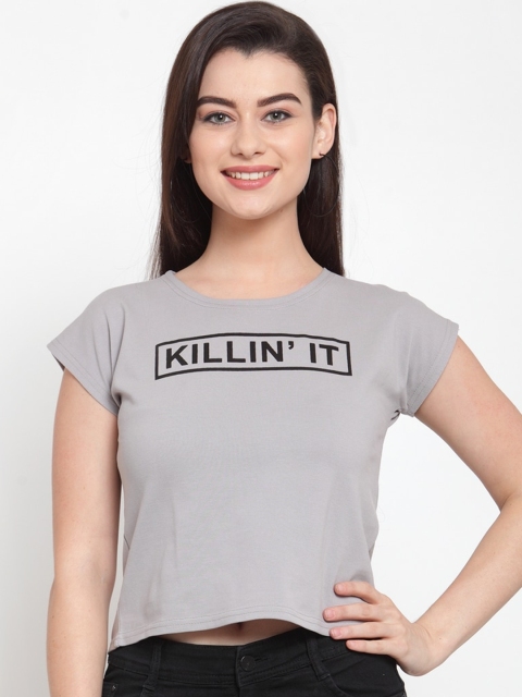 

Everlush Women Grey Printed Crop Top