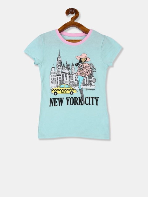 

The Childrens Place Girls Light Blue New York Print Round Neck T-shirt