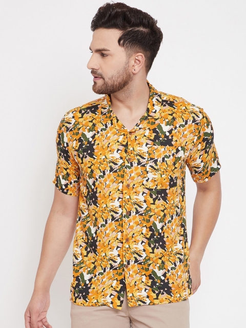 

even Men Mustard Yellow Slim Fit Printed Casual Shirt