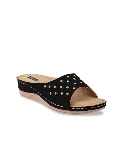 

Shoetopia Women Black Embellished Wedges