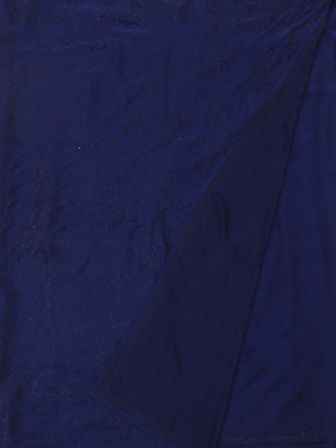 Pothys Blue Embellished Poly Georgette Saree