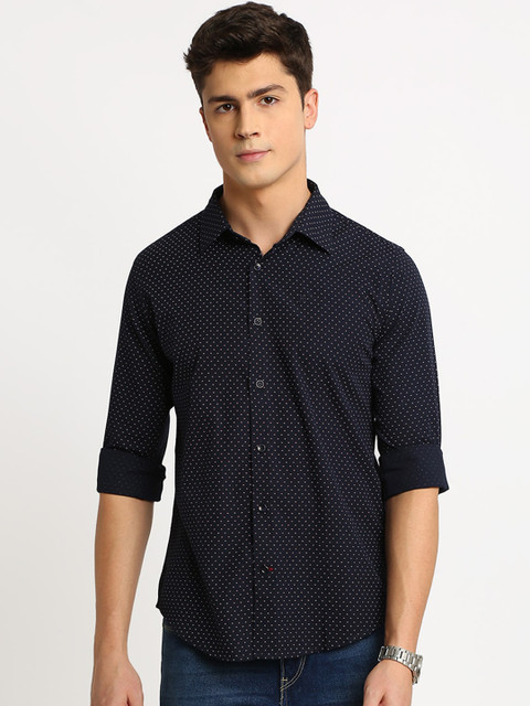 

TED HARBOR Men Navy Blue Slim Fit Printed Casual Shirt