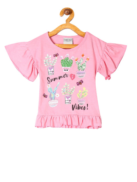 

Cherokee Girls Pink Printed Top
