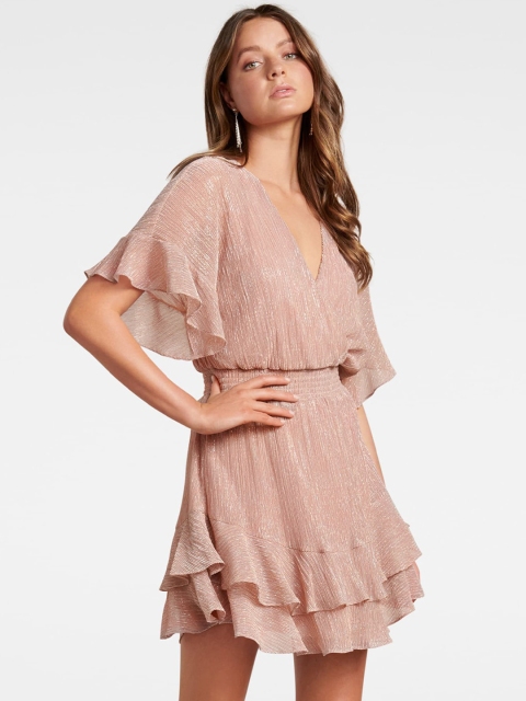 

Forever New Women Rose Pink Sheen Fit and Flare Dress