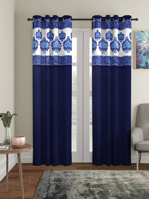 

VRINDA Blue & Cream-Coloured Set of 2 Printed Door Curtains