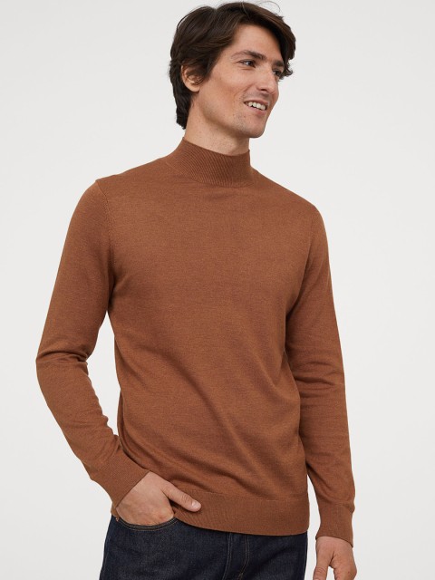 

H&M Men Brown Fine-Knit Modal-Blend Jumper
