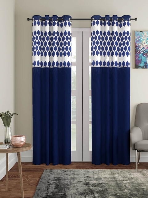 

VRINDA Blue & Cream-Coloured Set of 2 Printed Door Curtains