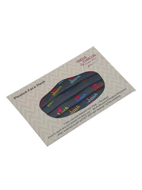 

India Circus by Krsnaa Mehta Unisex Grey Printed 3-Ply Cloth Mask