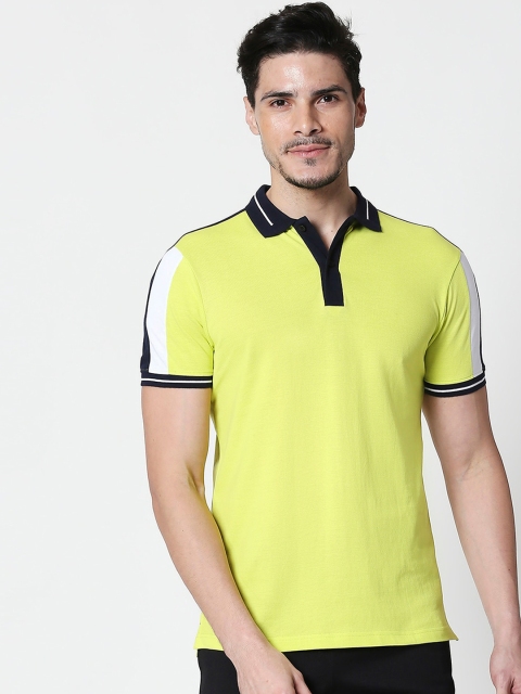 

Bewakoof Men Yellow Solid Polo Collar T-shirt