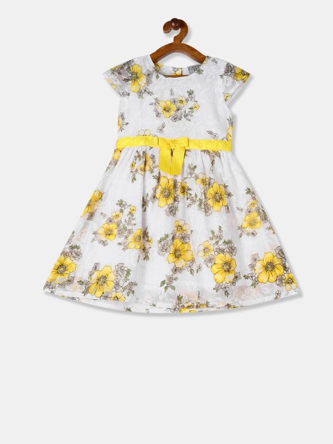 

Cherokee Girls White Floral Printed Fit and Flare Dress