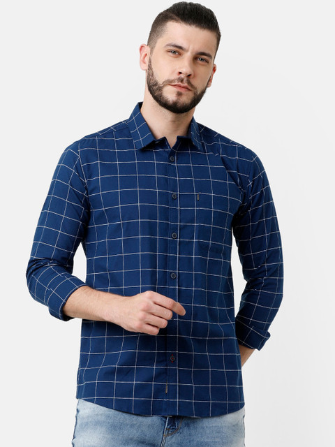 

Voi Jeans Men Royal Blue & White Slim Fit Checked Casual Shirt