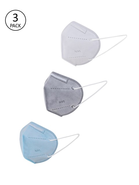 Lioncrown Adults Pack Of 3 Reusable 5-Ply Adjustable N95 Masks, Grey