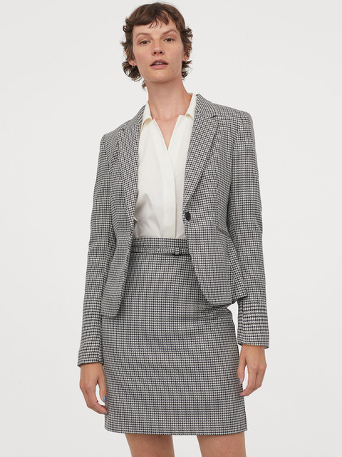 

H&M Women Grey & White Printed Pencil Skirt