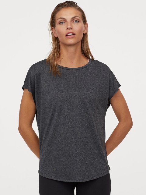 

H&M Women Charcoal Grey Solid Sports Top