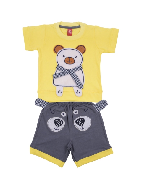 

Jb Club Boys Yellow & Grey Printed T-shirt with Shorts