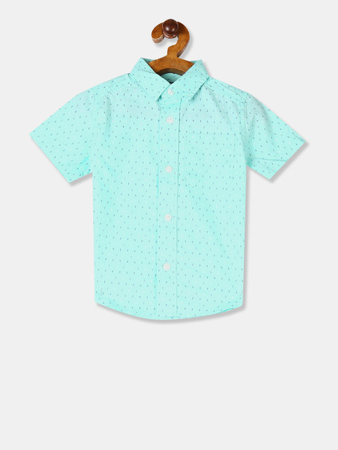 

The Childrens Place Boys Sea Green Printed Casual Shirt