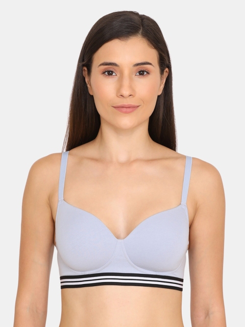 

Zivame Blue Solid Non-Wired Lightly Padded T-shirt Bra ZI1175FASHDBLUE