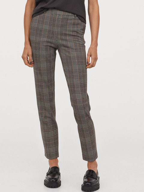 

H&M Women Brown Checked Cigarette Trousers