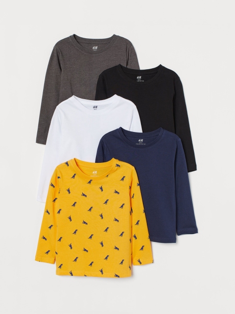 H&M Boys 5-Pack Jersey Tops, White