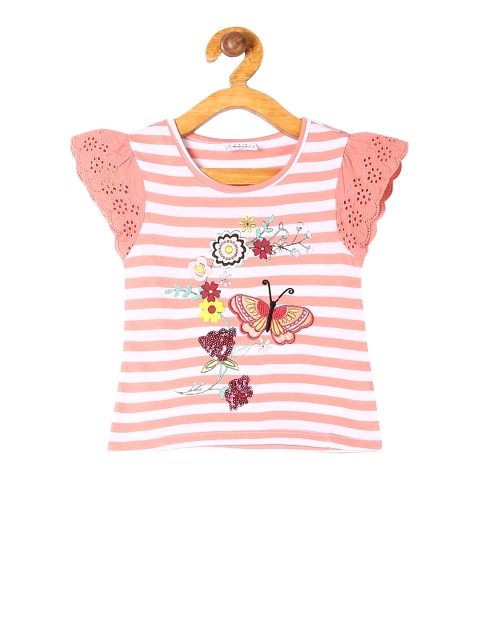 

Donuts Girls Pink & White Striped Pure Cotton Top