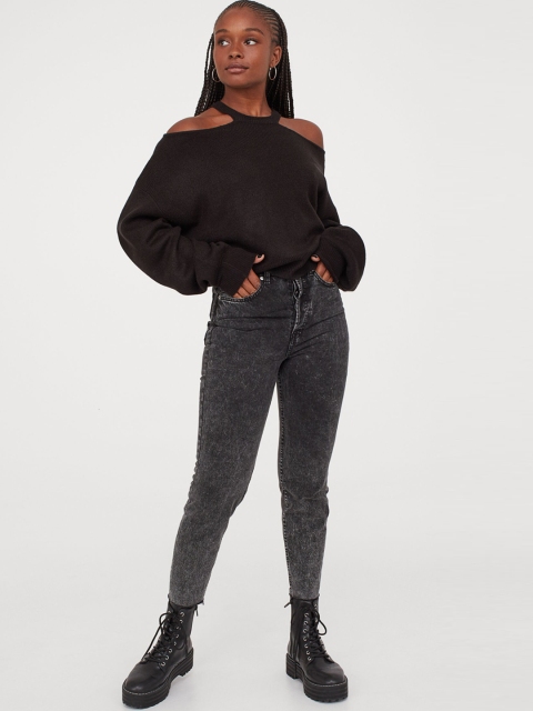 

H&M Women Black Cold Shoulder Jumper