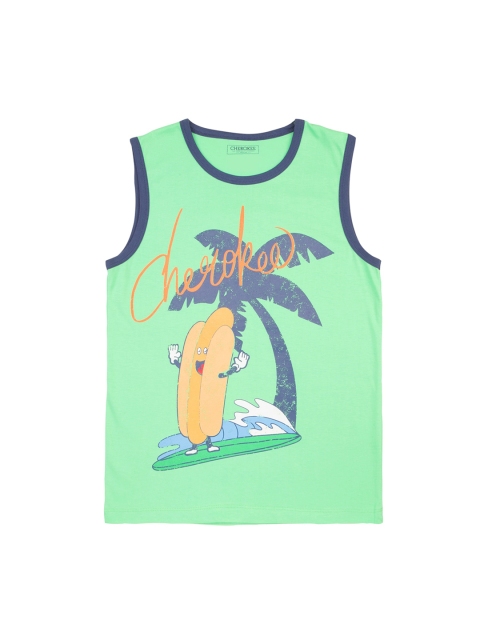 

Cherokee Boys Green Printed Round Neck T-shirt