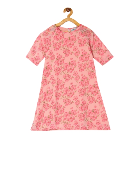 

Cherokee Girls Orange Floral Printed A-Line Dress