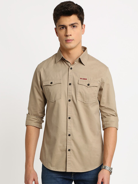

TED HARBOR Men Brown Slim Fit Solid Casual Shirt