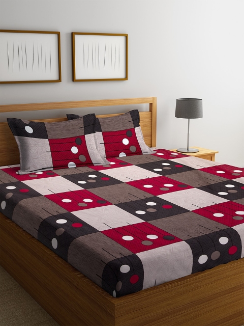 

KLOTTHE Multicoloured Geometric 210 TC Cotton 1 King Bedsheet with 2 Pillow Covers, Multi