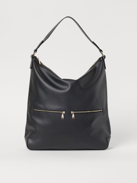 

H&M Women Black Solid Hobo Bag