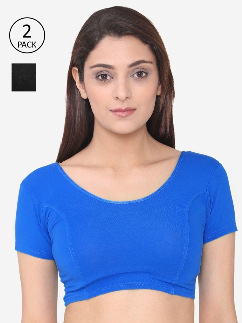 

Vami Women Pack Of 2 Solid Ready To Wear Saree Blouses, Assorted