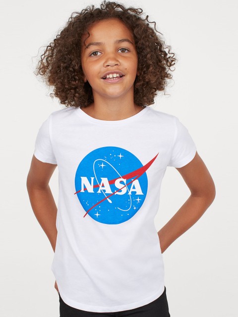 

H&M Girls White & Blue NASA Printed T-shirt