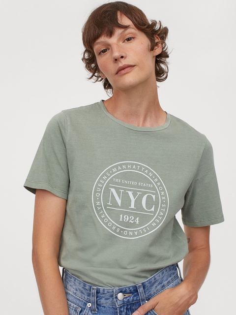 

H&M Women Mint Green New York City Printed T-shirt
