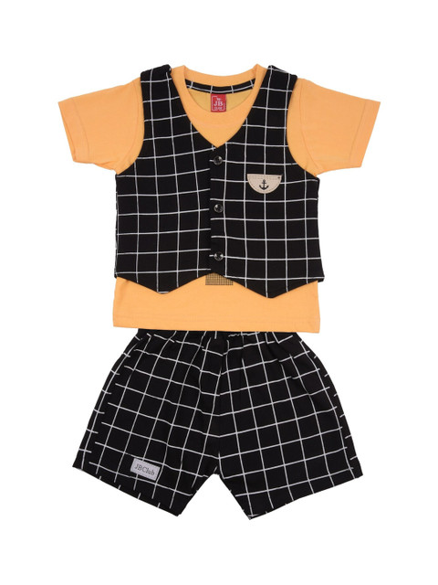 

Jb Club Boys Orange & Black Printed T-shirt with Shorts