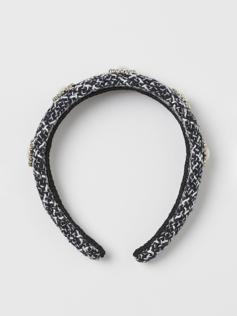 

H&M Women Black & White Beaded Alice Band