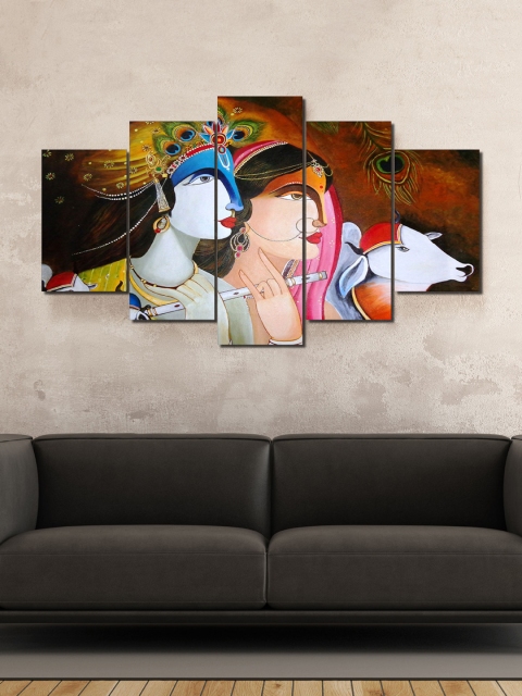

Go Hooked Digitally Printed 5 Piece Wall Arts, Brown