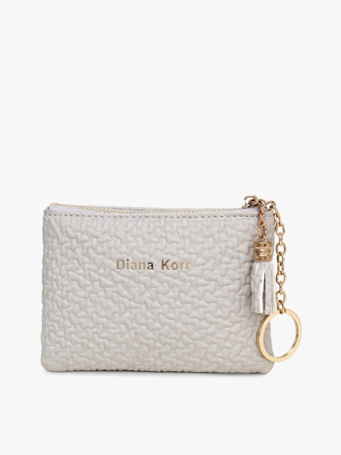 

Diana Korr Women Grey Textured Zip Around Wallet