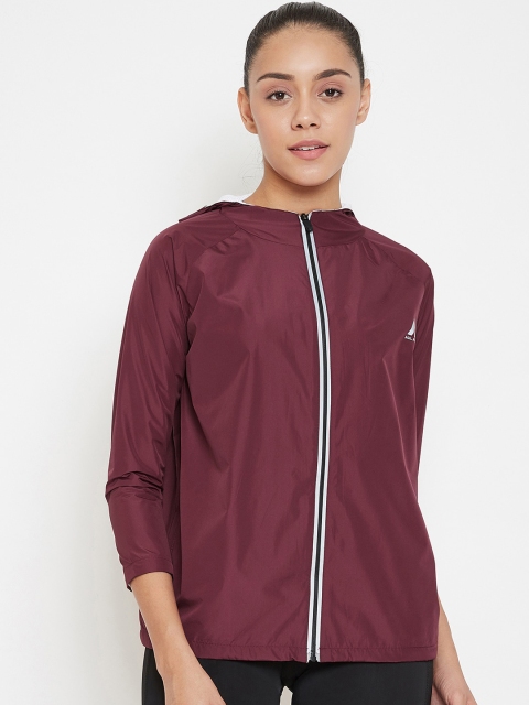 

AGIL ATHLETICA Women Maroon Solid Windcheater Sporty Jacket