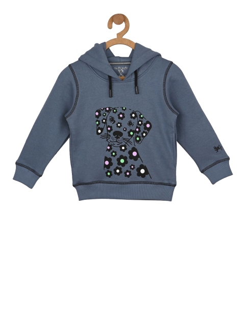 

Stupid Cupid Boys Charcoal Grey & Black Printed Hooded Sweatshirt