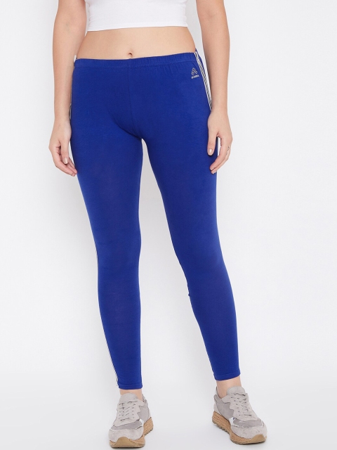 

ALIZA Women Blue Solid Side Stripe Ankle-Length Leggings