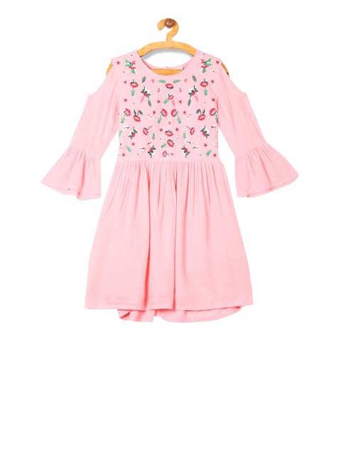 

Cherokee Girls Pink Embroidered Fit and Flare Dress