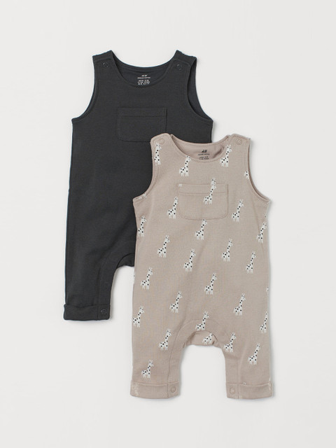 

H&M Infants 2-Pack Sleeveless Romper Suits, Black