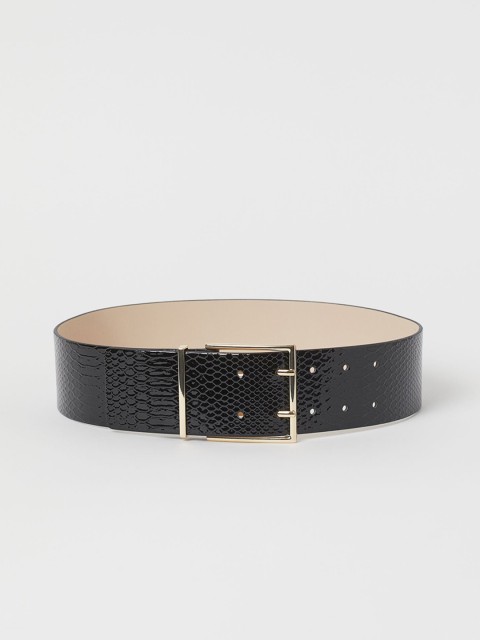 

H&M Women Black Snakeskin Patterned Waist Belt