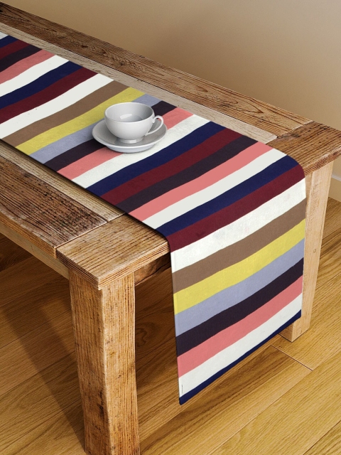 

Alina decor Brown & Blue Striped Table Runner